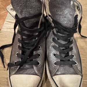 Stylish Black and Gray High-Top Sneakers